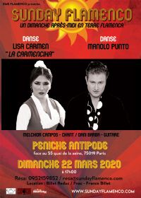 spectacle Sunday Flamenco. Le dimanche 22 mars 2020 à Paris19. Paris.  17H00